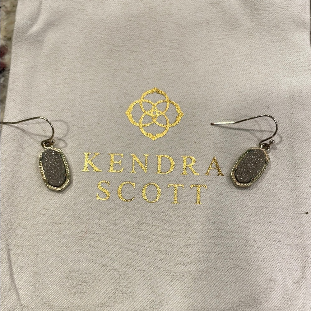 Kendra Scott Gold and Silver Drusy Drop Earrings
